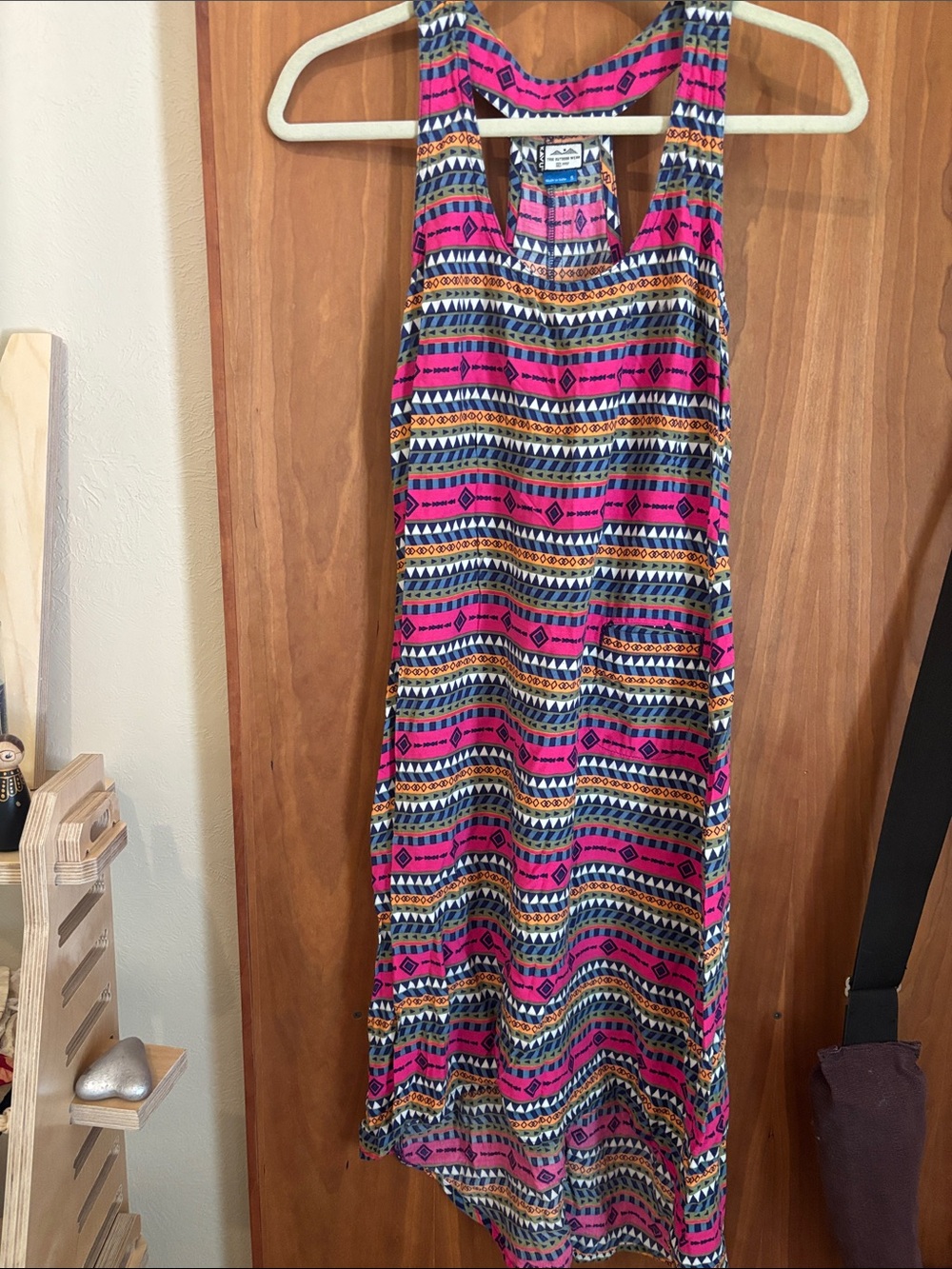 Kavu Pink and Navy Geometric Racerback Dress